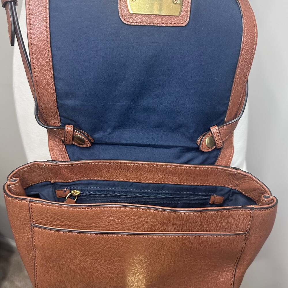 Cole Haan 100% Brown Leather Crossbody Bag Gold Hardware Flap Closure Vintage - Picture 3 of 9